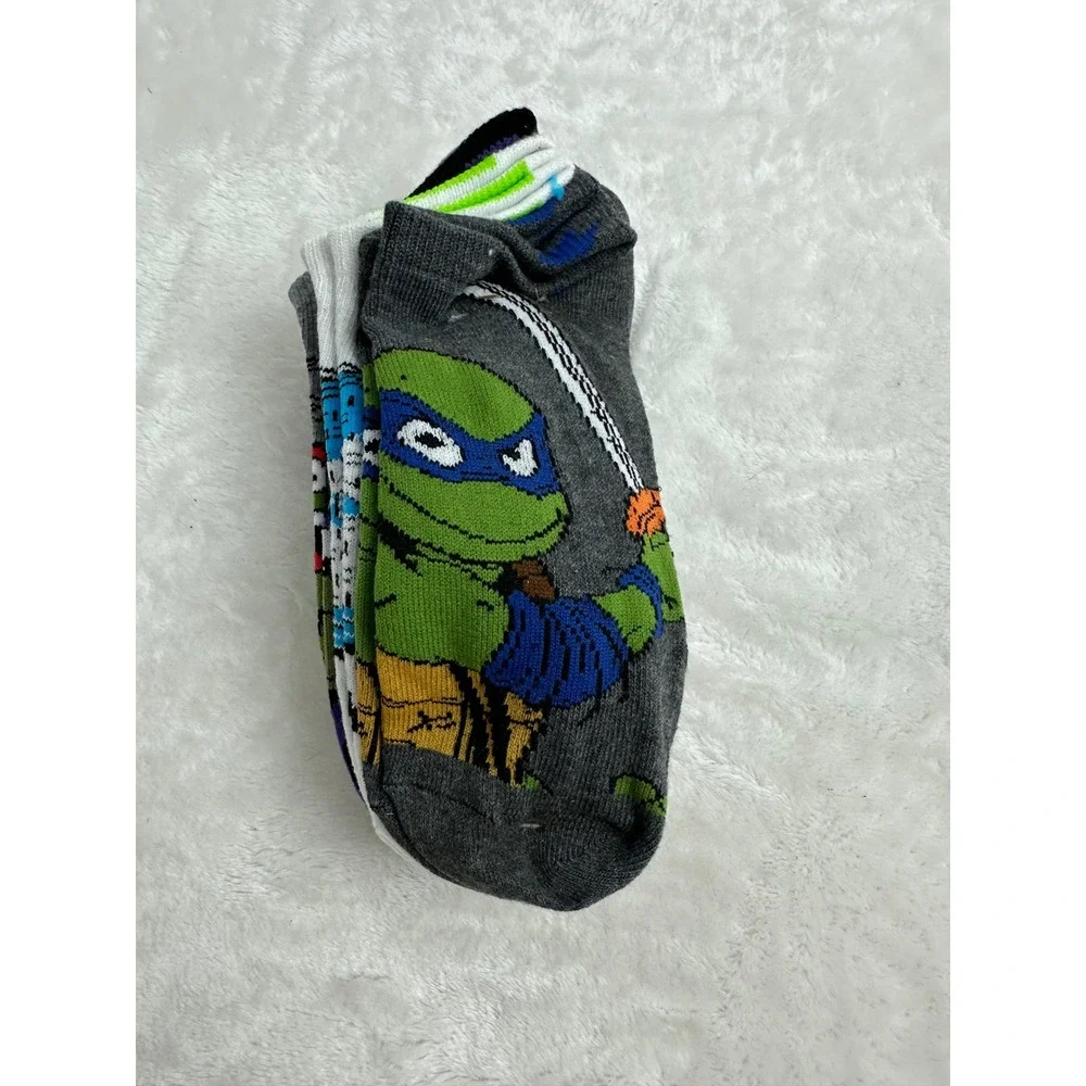 TMNT Mutant Mayhem Kids 6 Pack Low Cut Ankle Socks Large Shoe Size 3-9 New